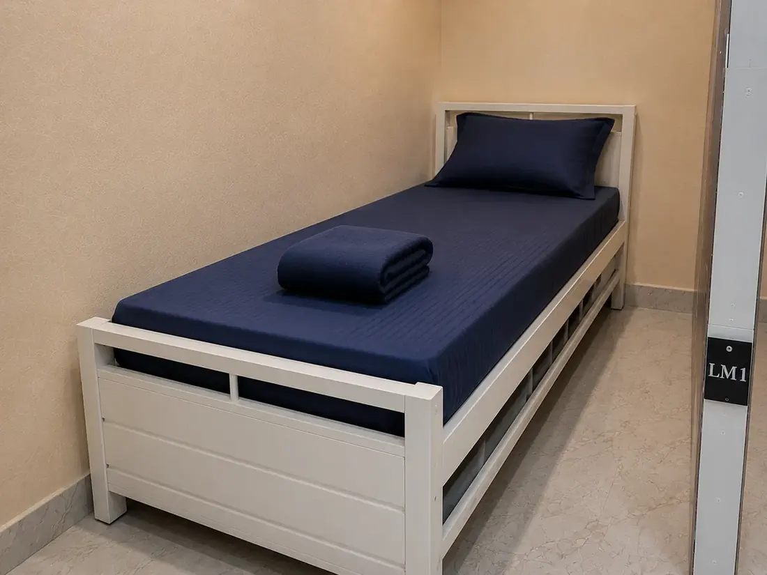 Private partition bed with storage at Zest Stays Goregaon West